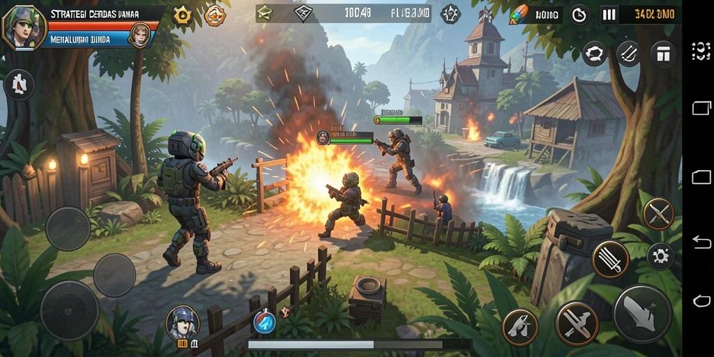 Tampilan gameplay <strong>34R</strong> yang menegangkan dan seru saat menyerang musuh.