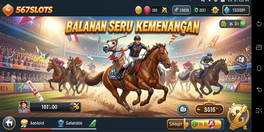 Tampilan gameplay balapan seru di 567SLOTS.