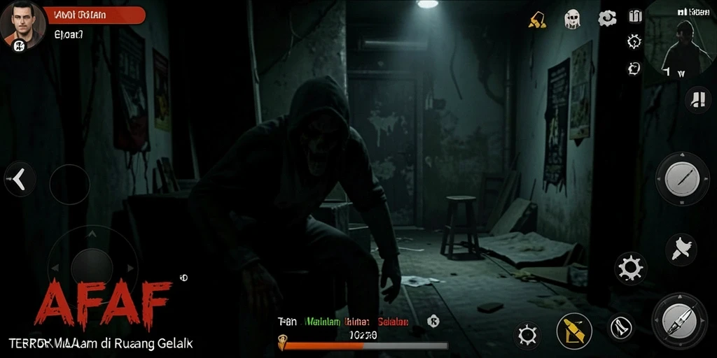 Tampilan gameplay AFAF yang menegangkan dan menyeramkan.