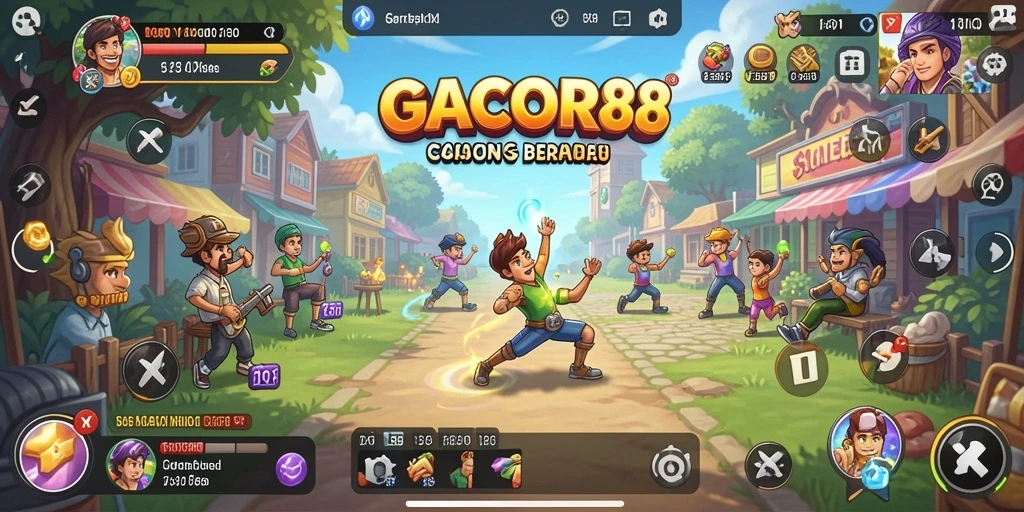 Tampilan gameplay GACOR88 yang menyenangkan dan penuh warna.