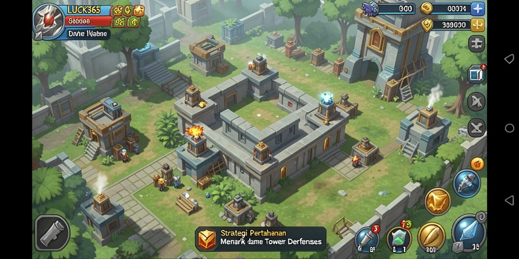 Tangkapan layar gameplay LUCK365 menunjukkan aksi seru dalam Tower Defense.