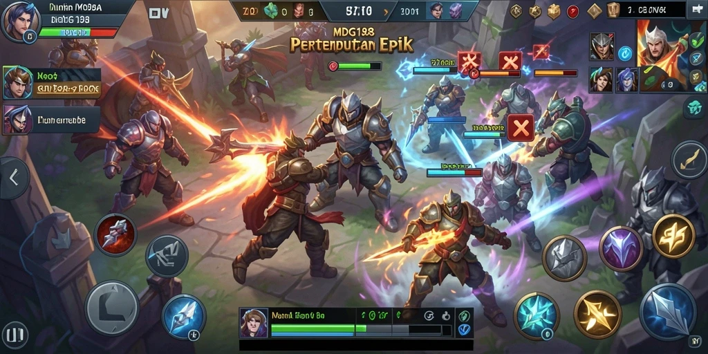 Tangkapan layar gameplay seru MDG188 yang menampilkan pertarungan intens di arena.