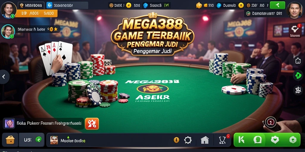 Screenshot gameplay menampilkan aksi seru di meja Poker.