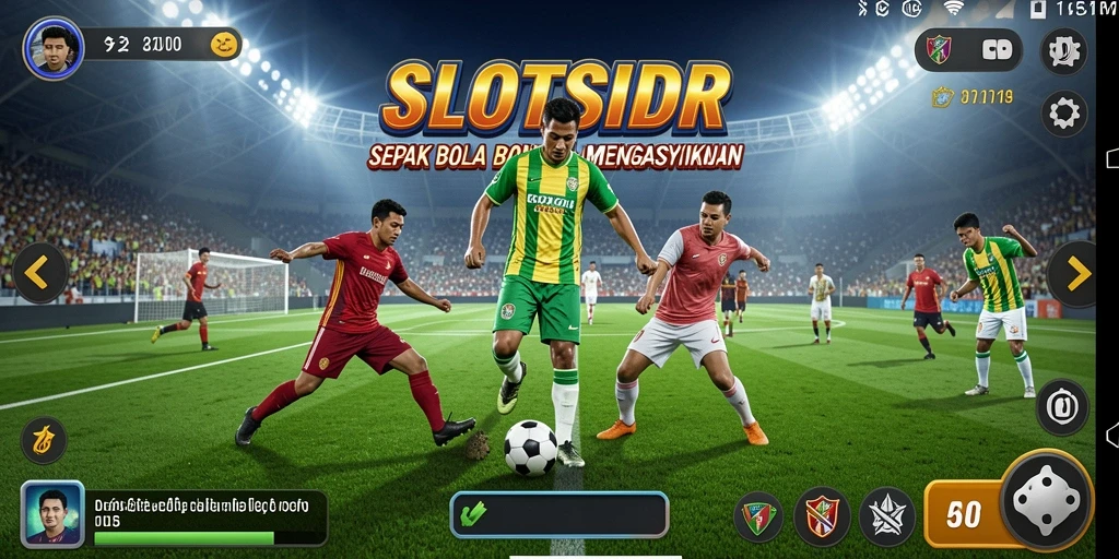 Screenshot gameplay SLOTSIDR menampilkan aksi seru sepak bola.