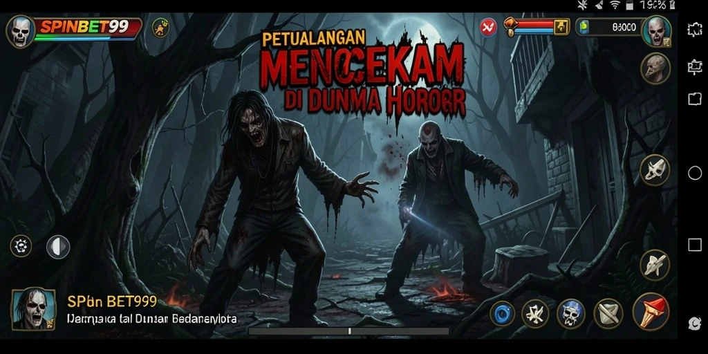 Tangkapan layar gameplay SPINBET99 menampilkan suasana horor yang mendalam.